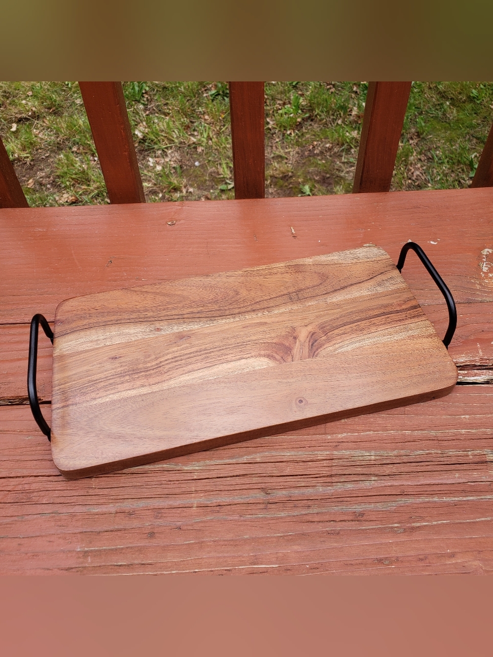 2021 Threshold Serving Board With Black Handles- Arjun Wood 13" x 7"